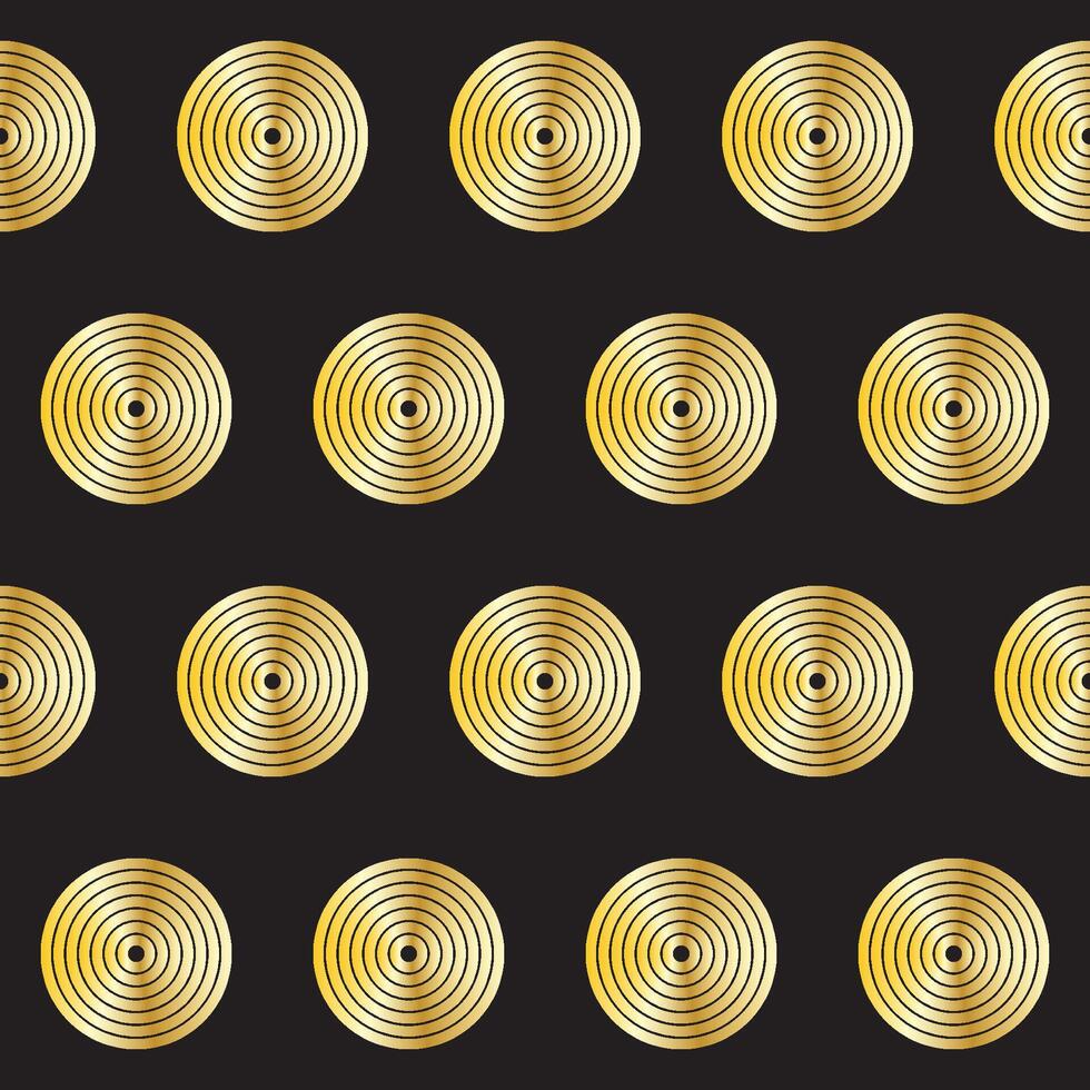 Gold Ring Round Shape Seamless Pattern. Golden Gradient Textile Texture Circle Geometric Shape vector