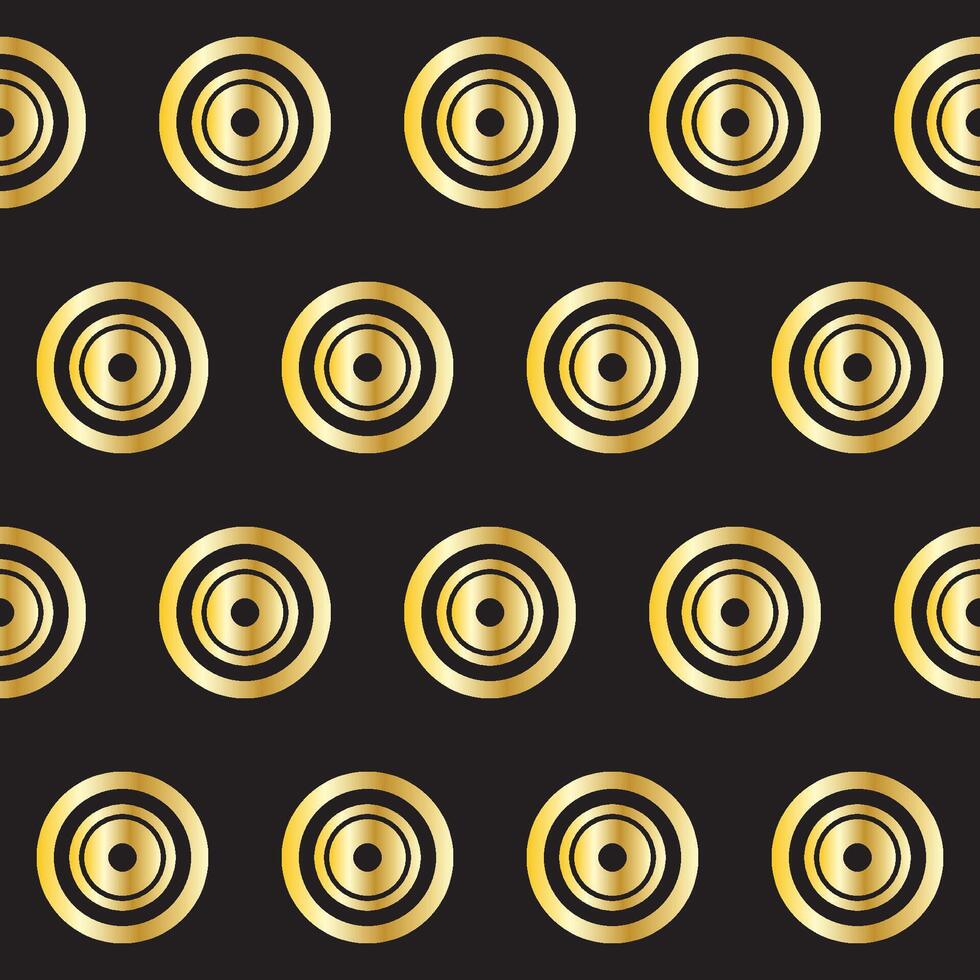 Gold Ring Round Shape Seamless Pattern. Vintage Golden Gradient Textile Texture Circle Geometric Form Shape vector