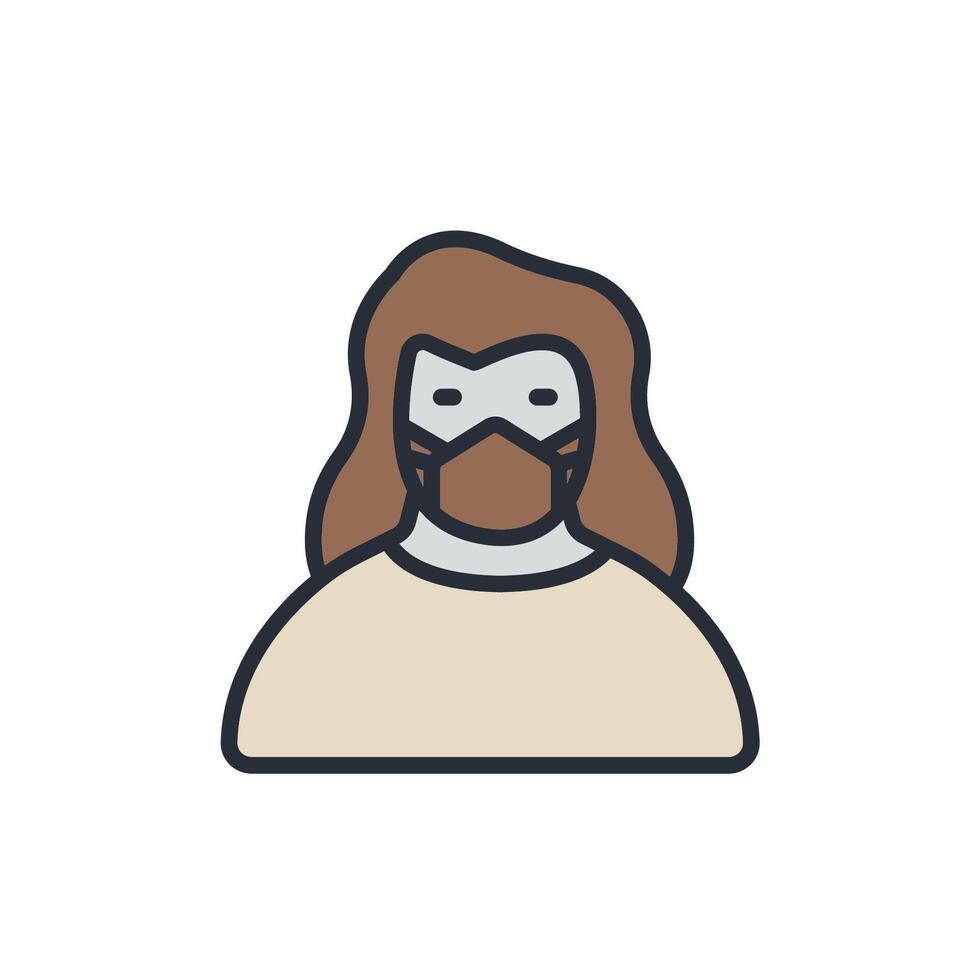 wearing mask icons color isolated style vector