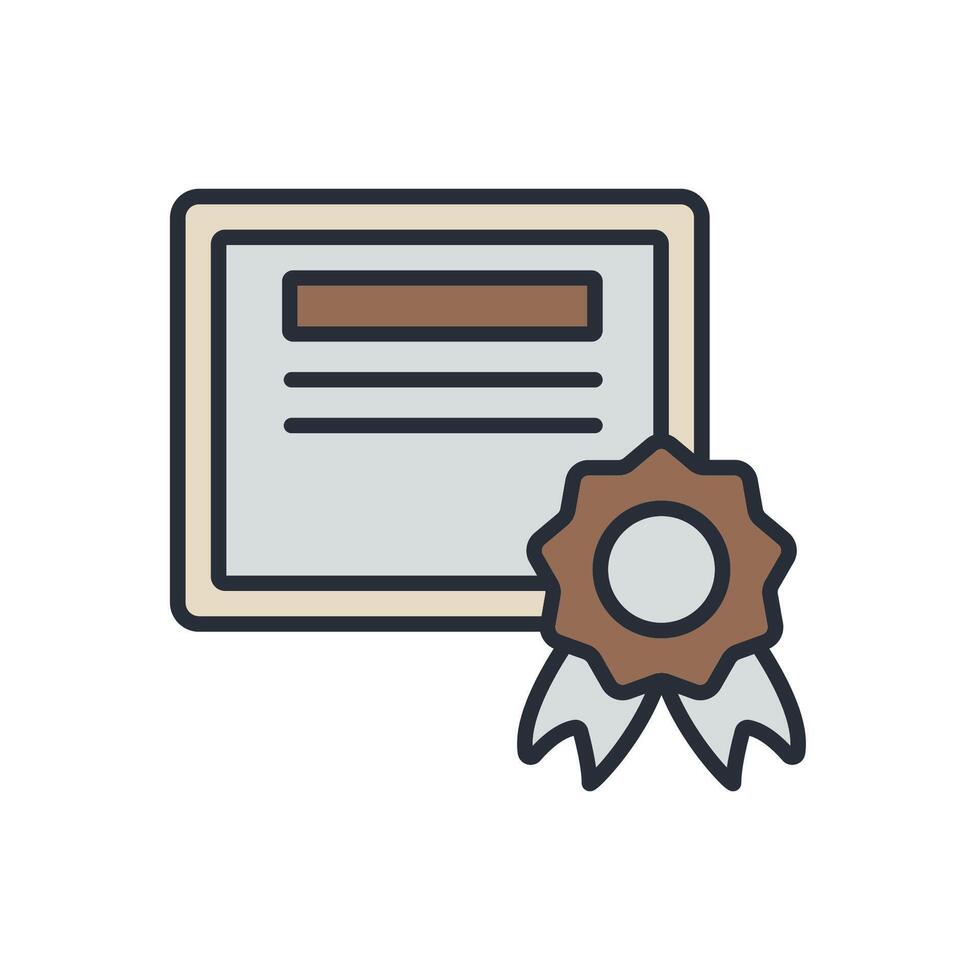 certificate icons color isolated vector