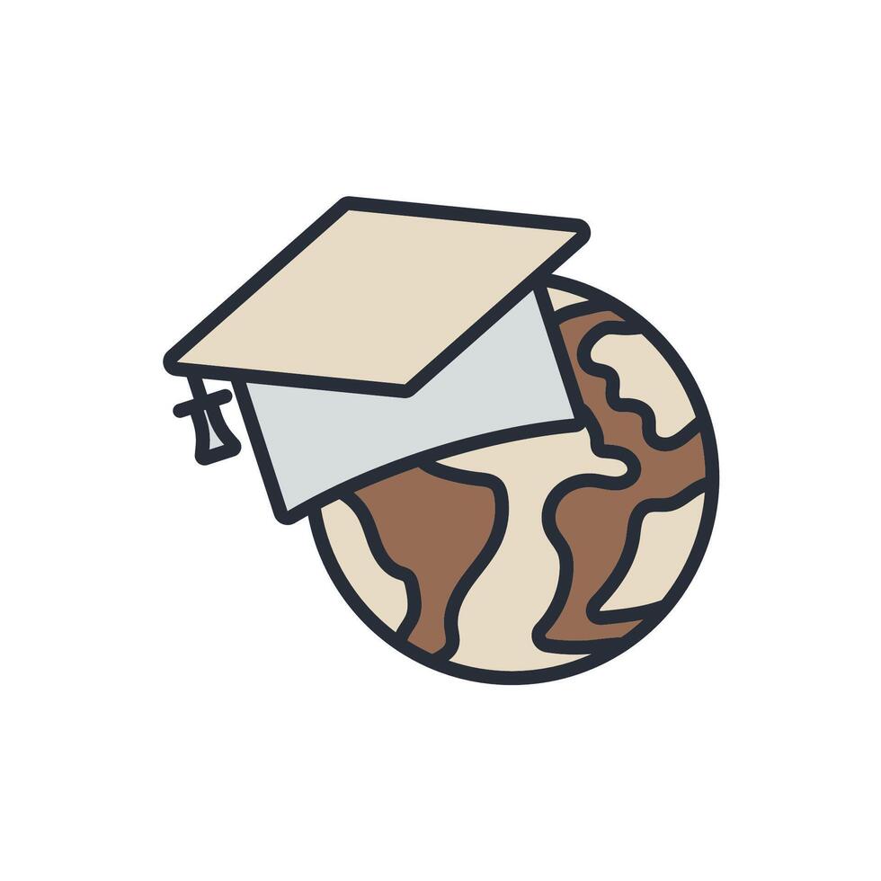 global education icons color isolated vector