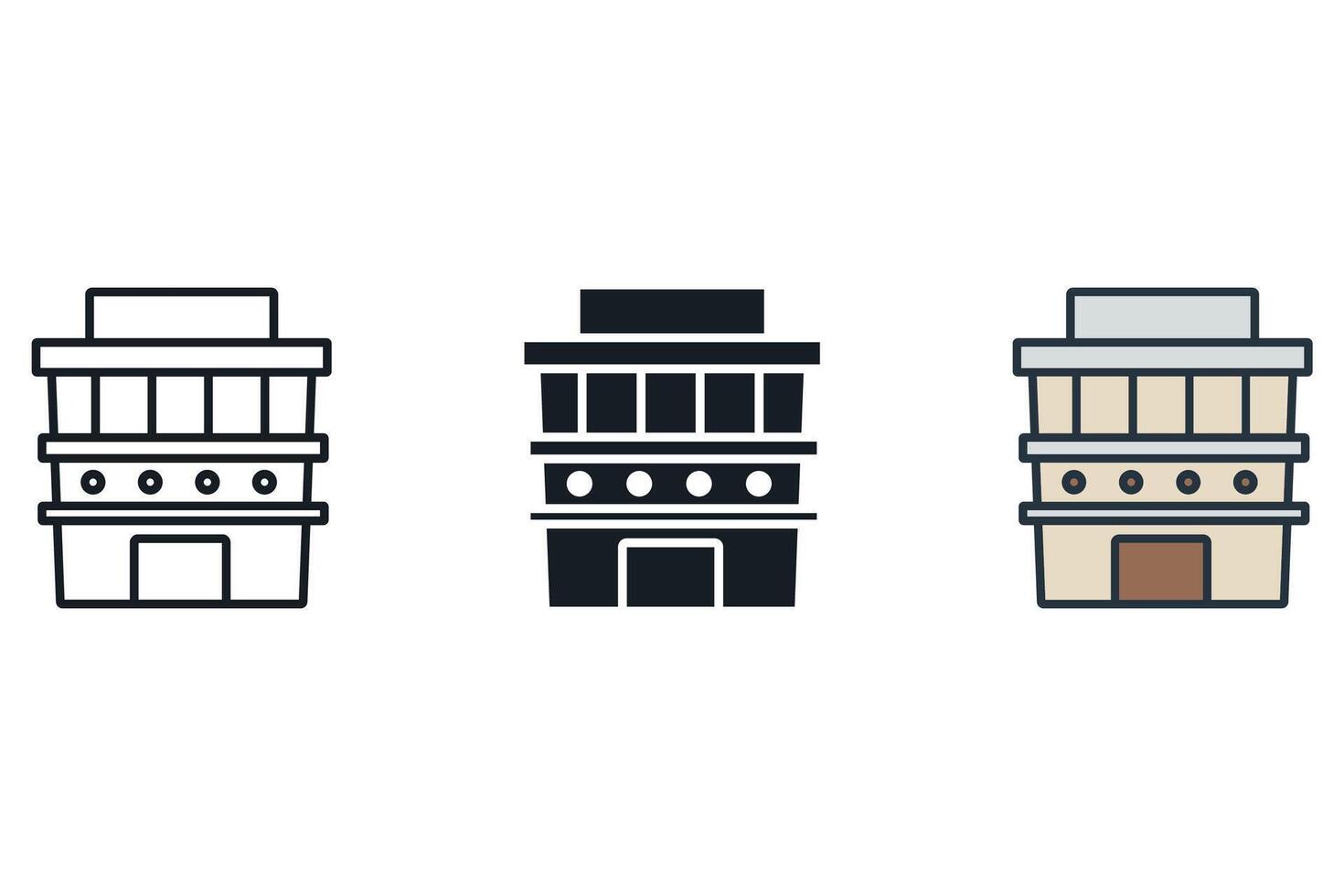 mall icons color set style isolated vector