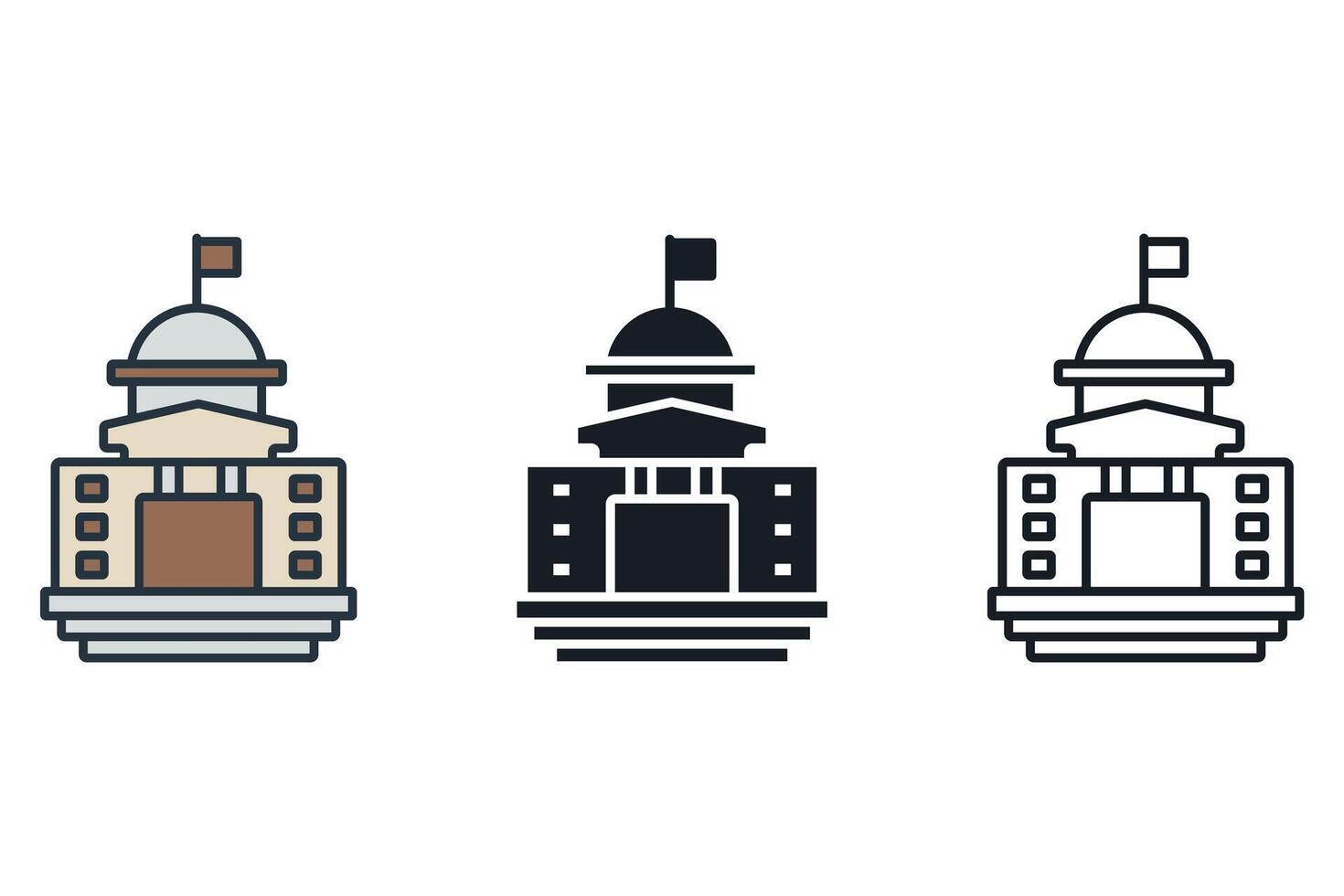 government icons color set style isolated vector