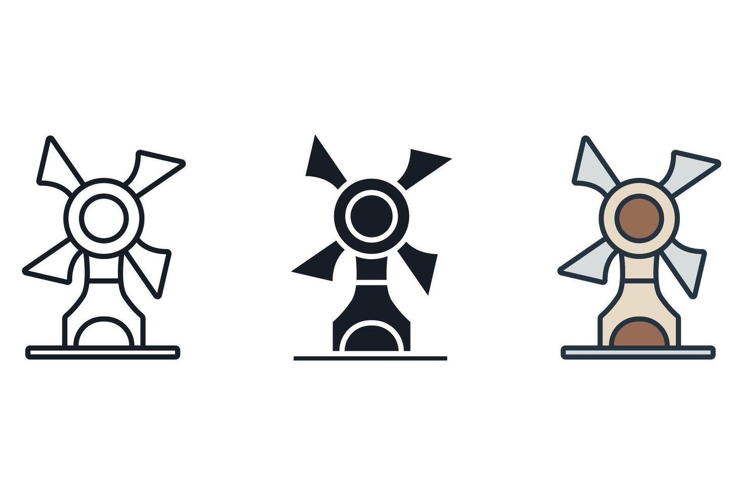 mill icons color set style isolated vector