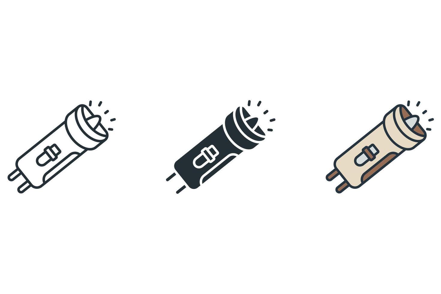 flashlight icons color set style isolated vector