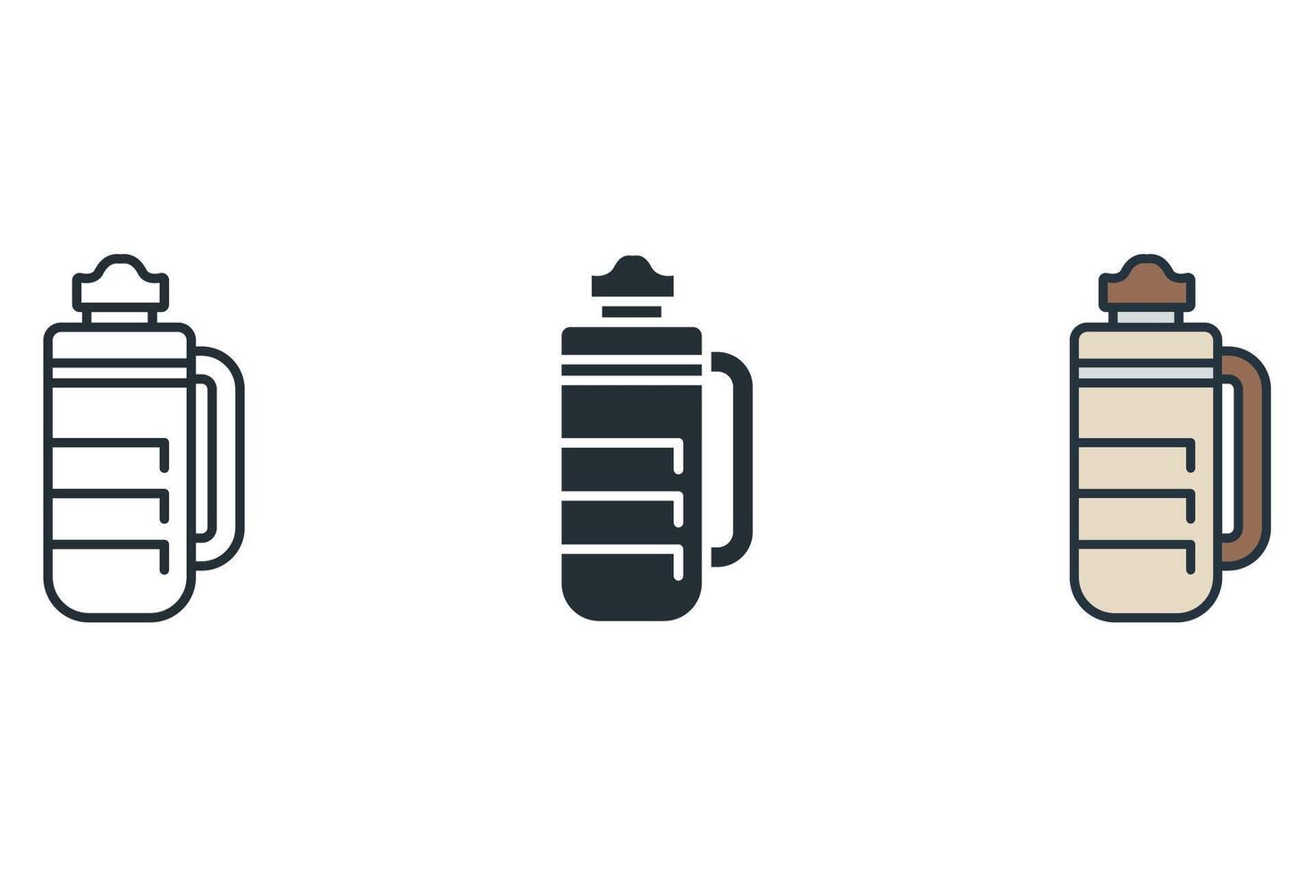 thermos icons color set style isolated vector