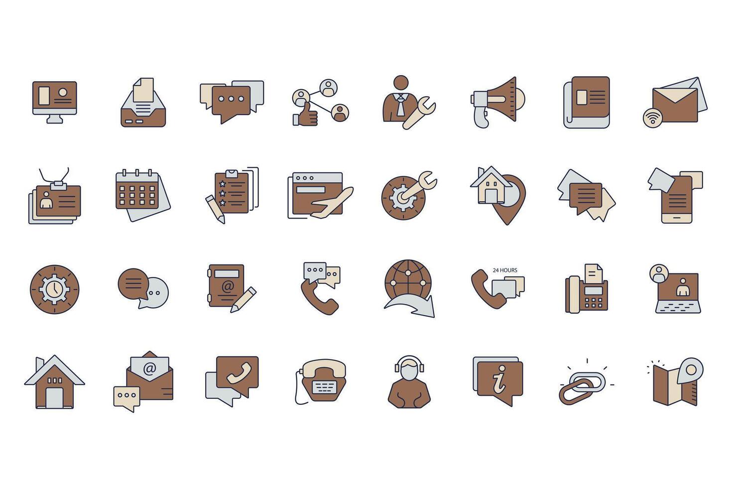 contact us icons set line icons style collection vector