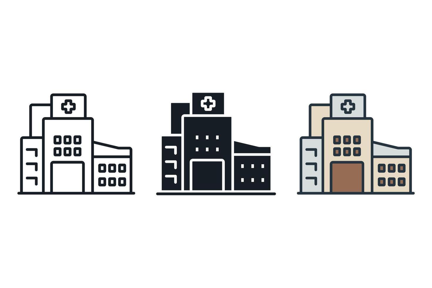 hospital icons color set style isolated vector