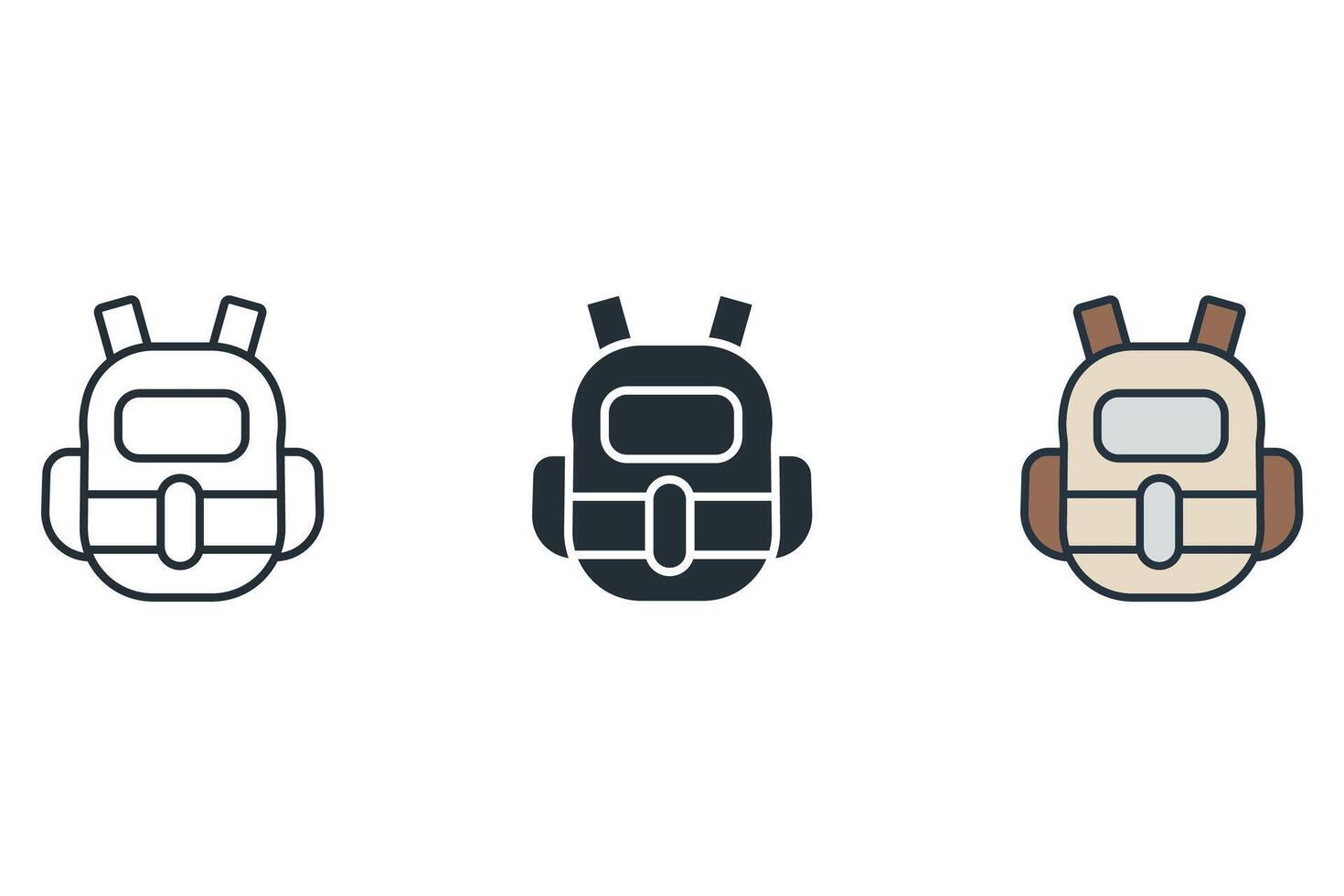 backpack icons color set style isolated vector