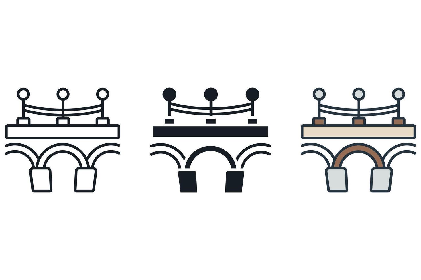 bridge icons color set style isolated vector