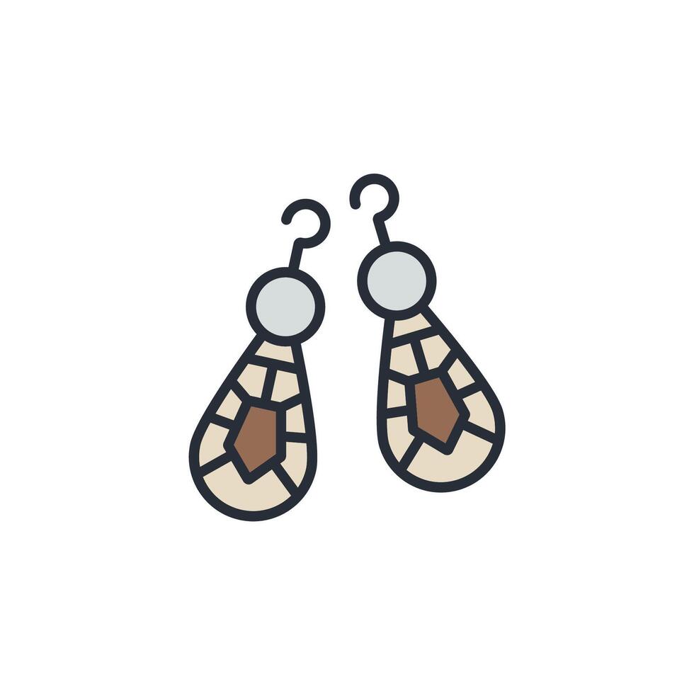 earring icons color isolated vector