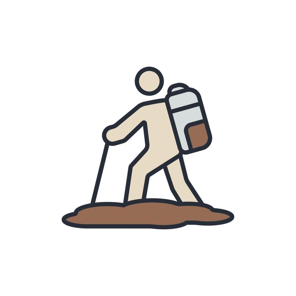 trekking icons color isolated vector