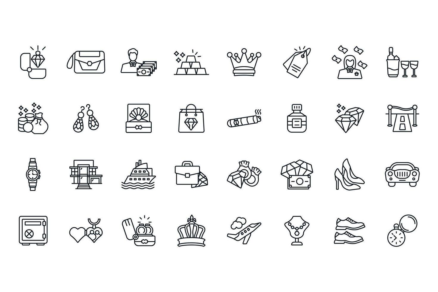 luxury set icons line isolated vector