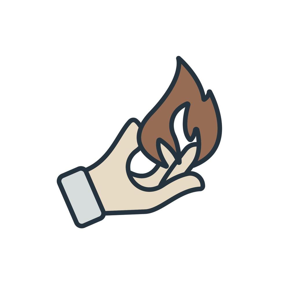 hand fire icons color isolated vector