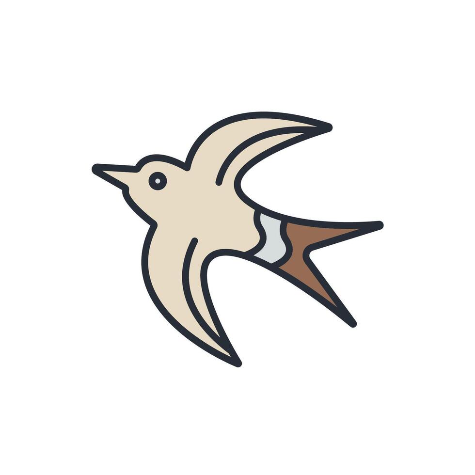 swallow animal icons color isolated vector