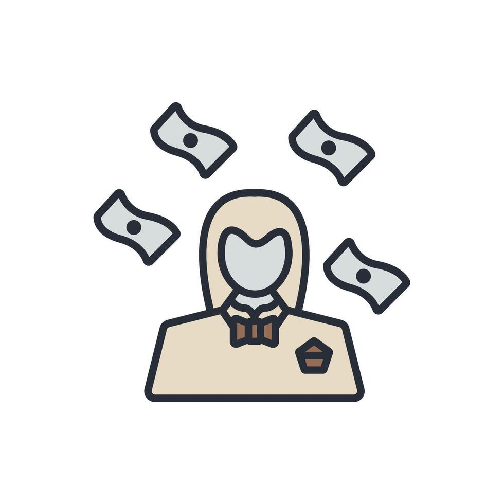 rich woman icons color isolated vector