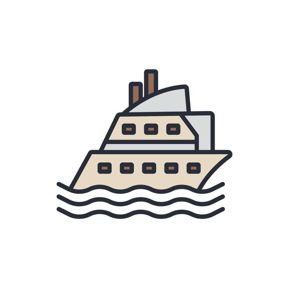 yacht icons color isolated vector