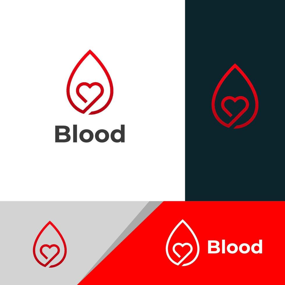 Blood Donation Logo Red Drop Heart Lifeline Design vector