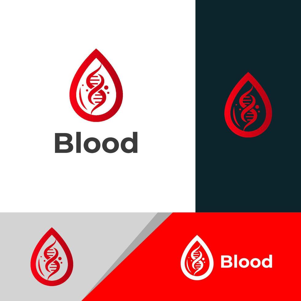 Blood Donor Logo Design Red Drop, DNA, Genetics, Healthcare vector