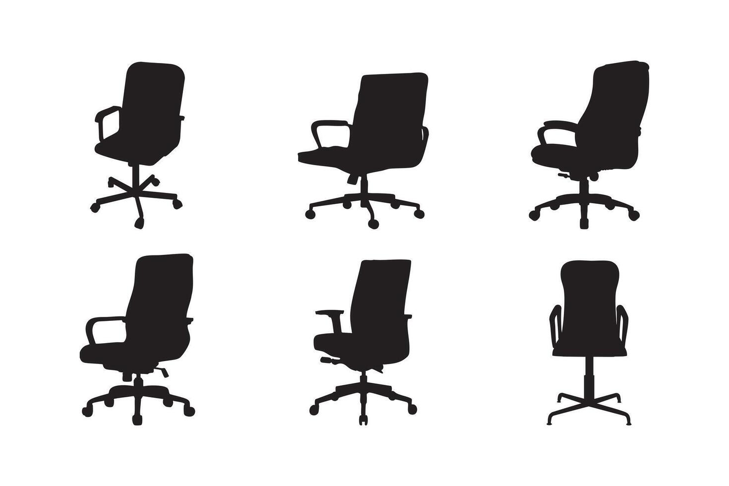 Office and Gaming Chair Silhouette Set Illustration Collection for Ergonomic Furniture and Interior Design Concepts vector