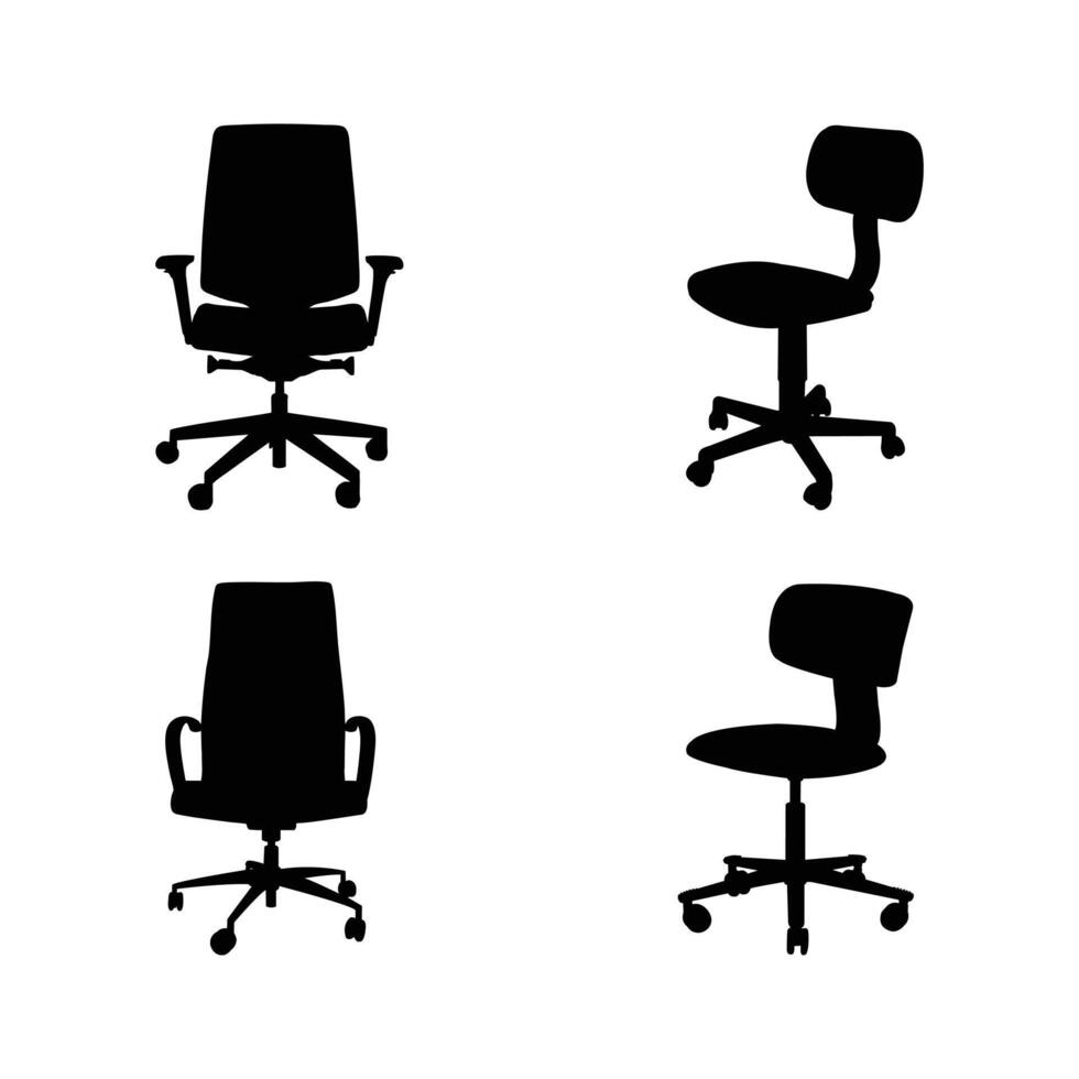 Office and Gaming Chair Silhouette Set Illustration Collection Furniture and Interior Design Concepts vector
