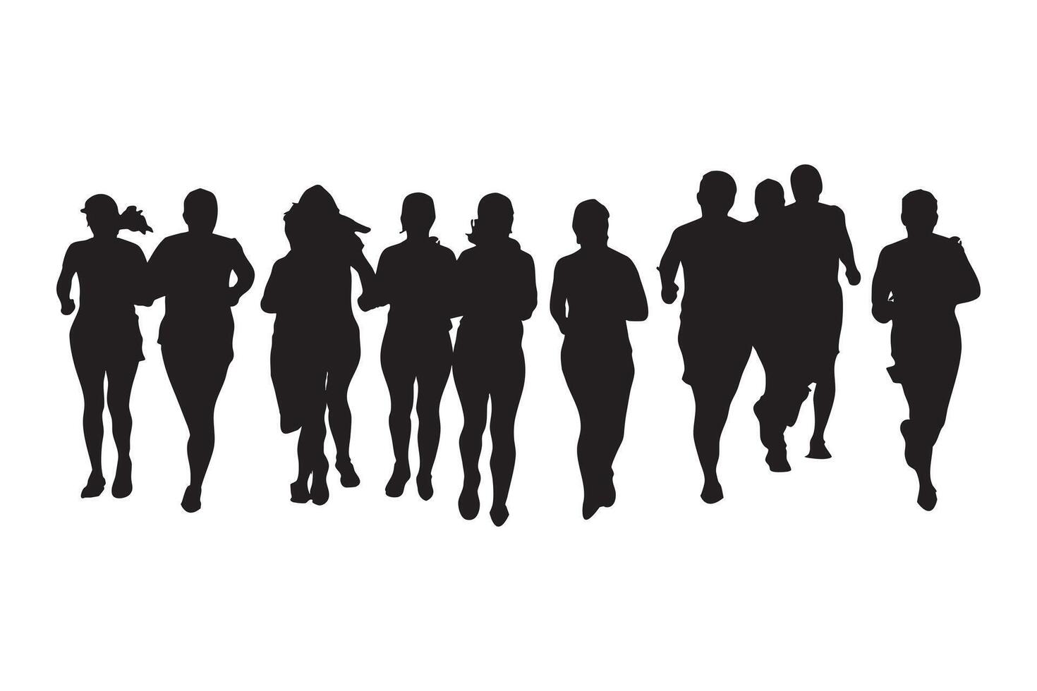 woman athletes silhouette set man on running race on white background vector