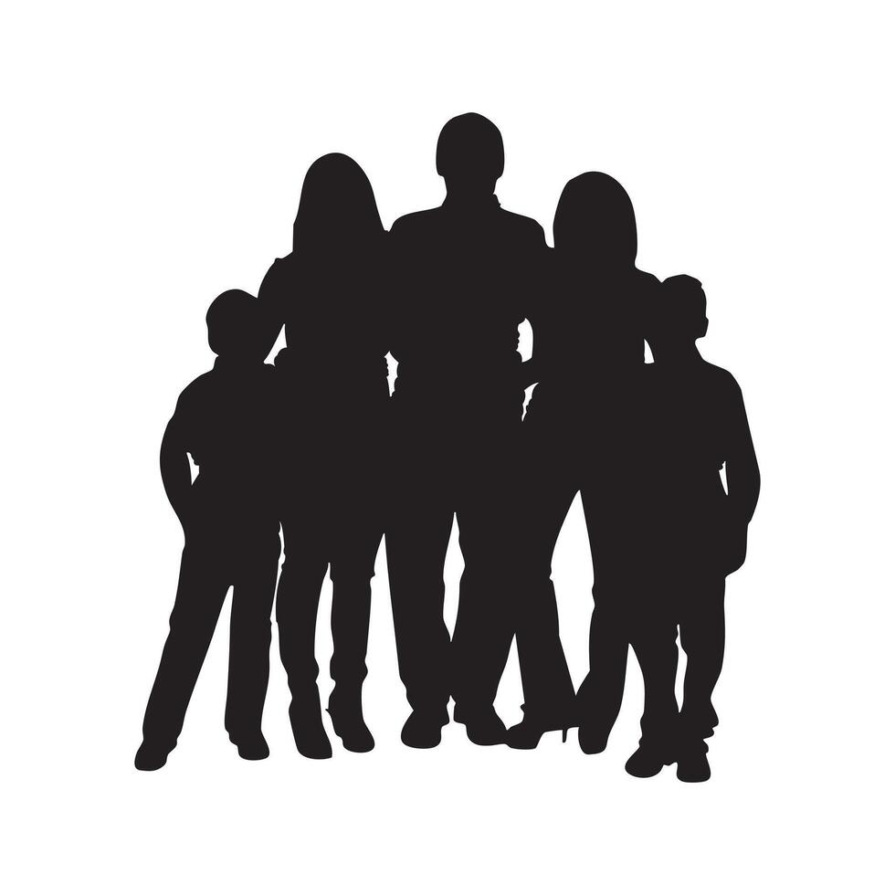 joyful family silhouette illustration of parents with children in happy moments vector