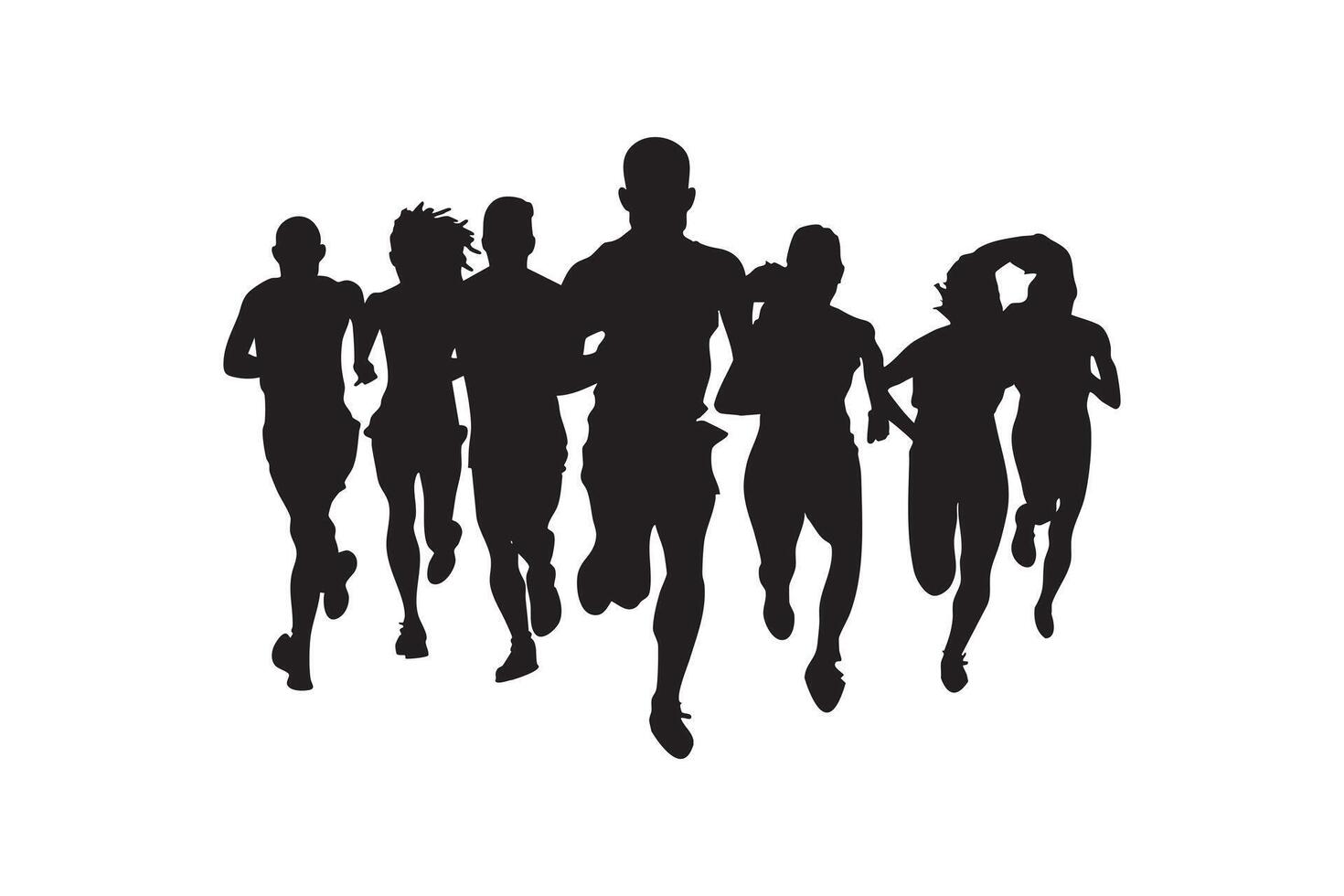 woman athletes silhouette set man on running white background vector