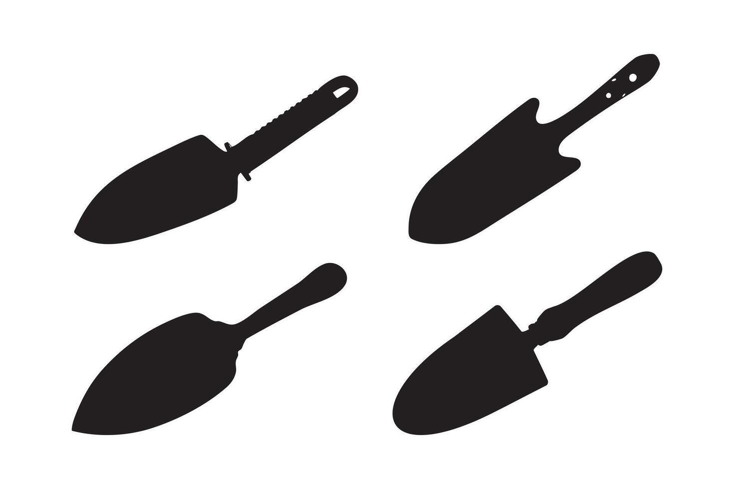 Hand Trowel Silhouette Set Gardening Tool Collection White Background vector