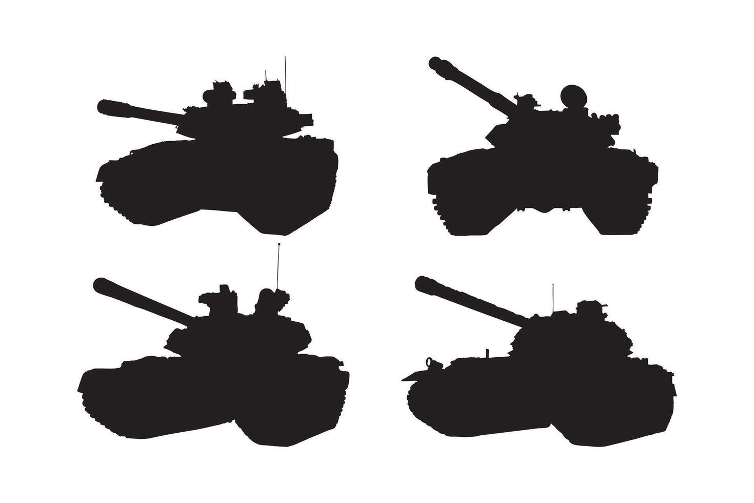 battle tank silhouette set military armored vehicle illustration collection isolated vector