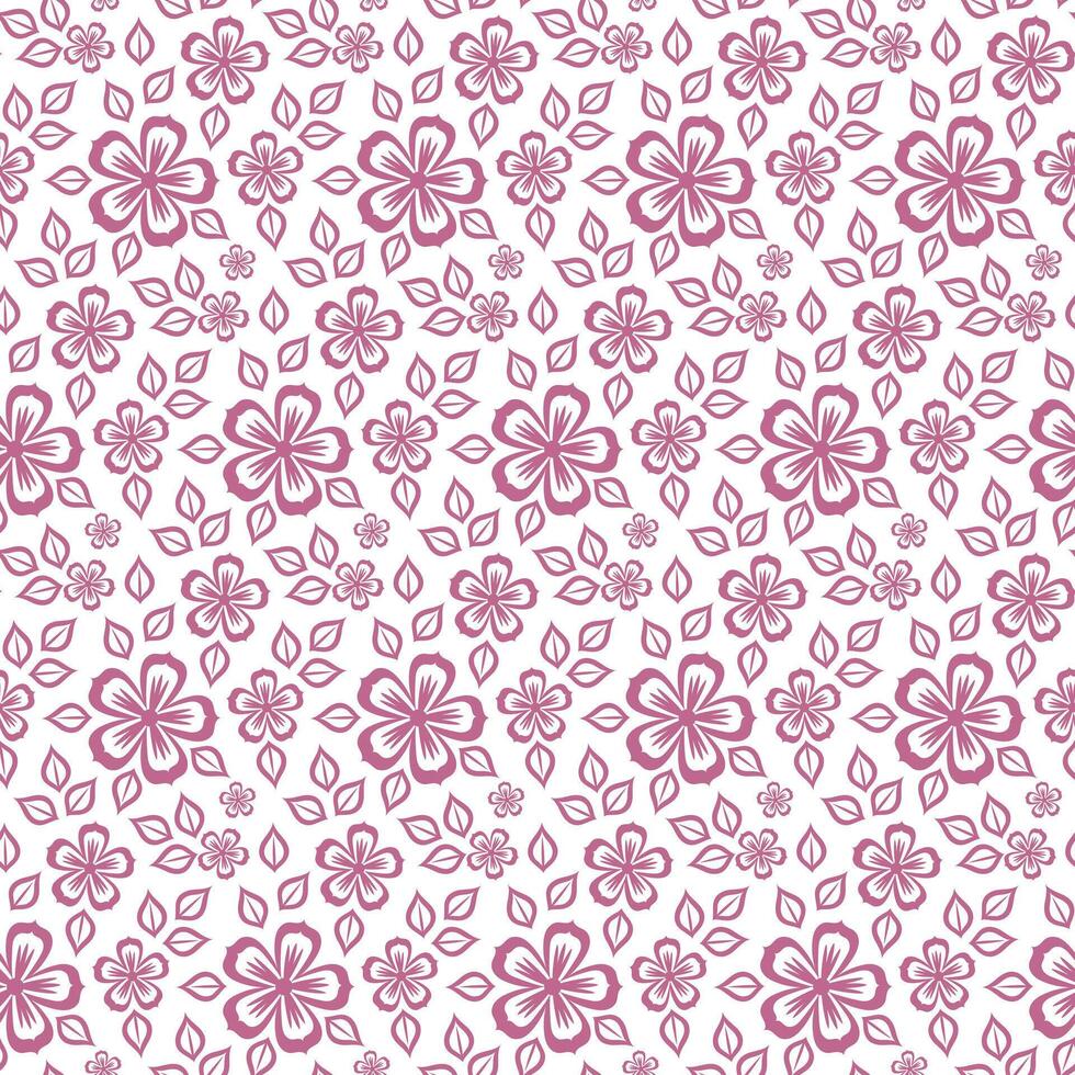 Seamless floral pattern. Pink flowers on white background. Template for wallpaper, wrapping paper, textile vector