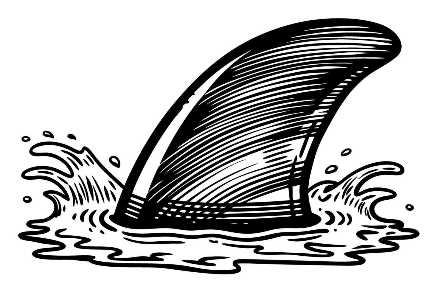 Shark fin emerging from water dangerous predator, ocean symbol, sea wildlife alert, aquatic animal concept vector