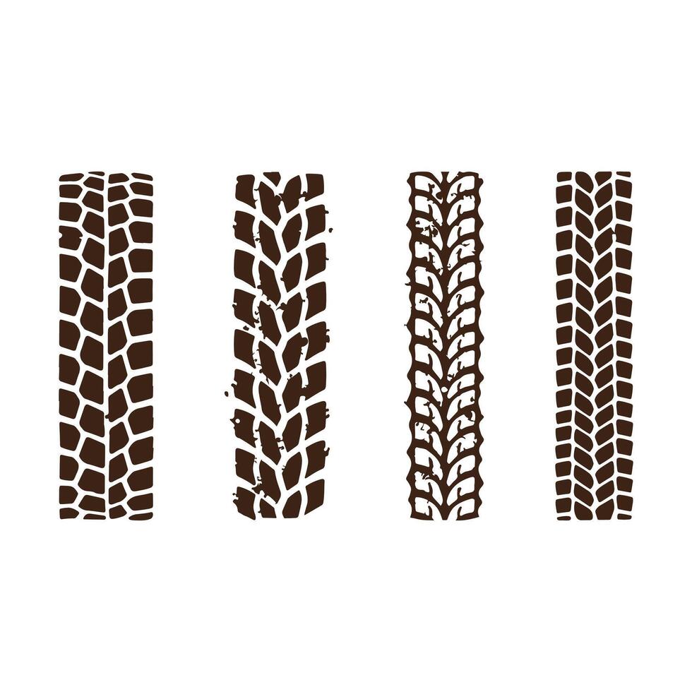 Tire tracks pattern Texture Silhouette, Grunge Vintage Retro style various Automobile tire tracks patterns vector