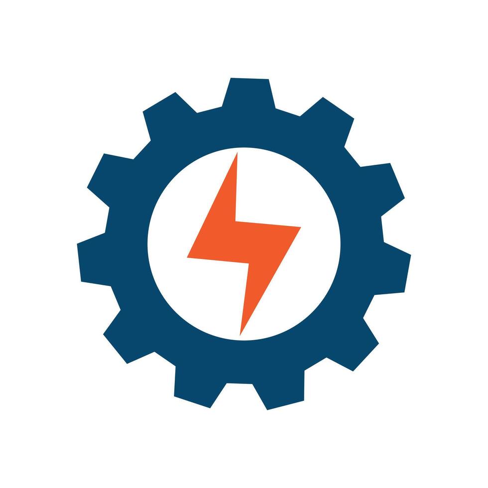 Power Management Setting Icon, Energy Service, Spark lightning bolt with Gear Cog, Fast and Rapid, Power Energy Technology vector
