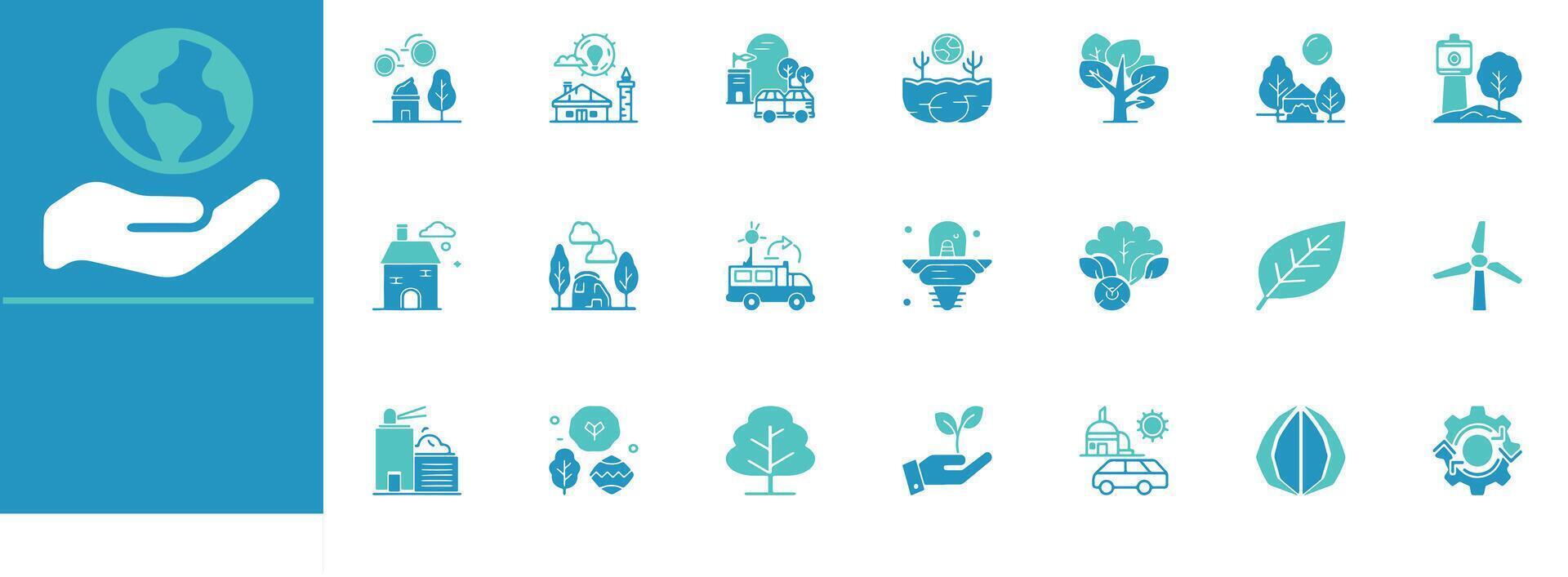 Environment Icon Set Eco, Recycling, Nature, Energy, Earth vector
