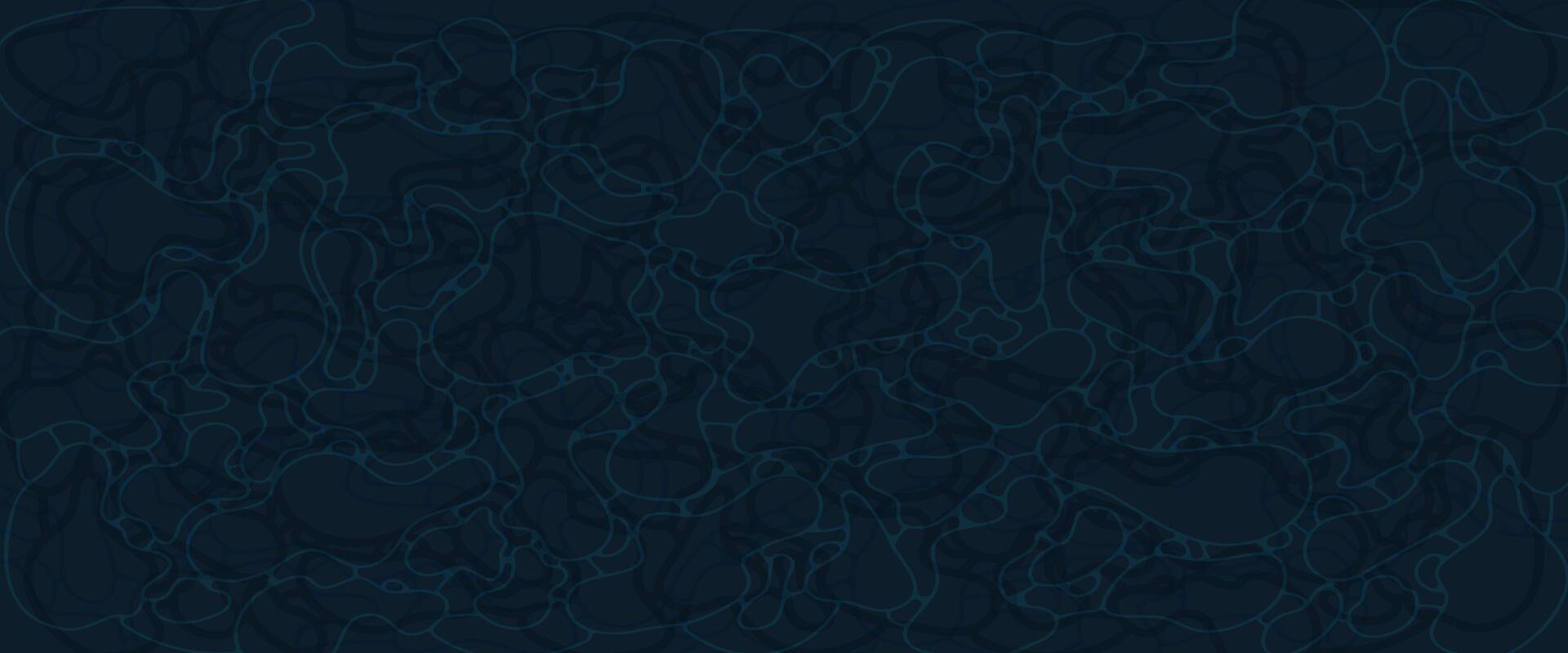Dark abstract sea water texture with organic wavy lines. Seamless pattern in deep blue shades. Ideal for backgrounds, packaging, nature themes, and underwater design concepts. vector