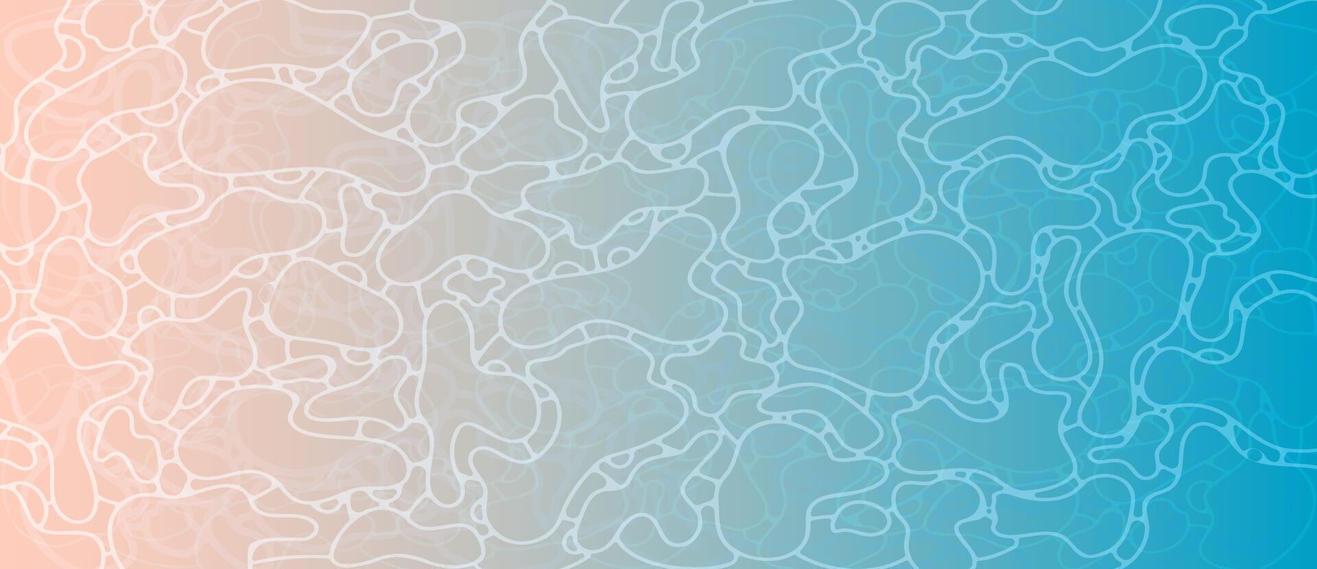Abstract beach water texture with soft gradient from peach to blue. Organic wavy lines form a seamless pattern. Perfect for summer, nature backgrounds, packaging, or wellness designs. vector