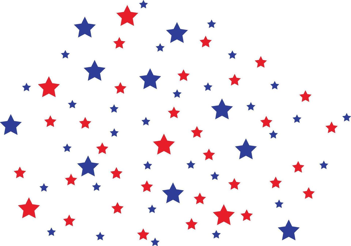 Scattered USA red and blue stars background, Independence Day pattern , background with scattered small red and blue stars on white. Perfect for USA patriotic designs, July 4th graphics, vector