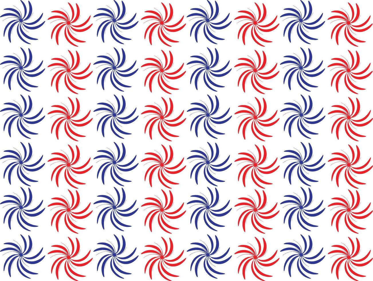 USA patriotic pattern with red and blue swirling stars ,abstract Seamless red and blue swirl star pattern representing American patriotic themes. Suitable for 4th of July wrapping paper, backgrounds, vector