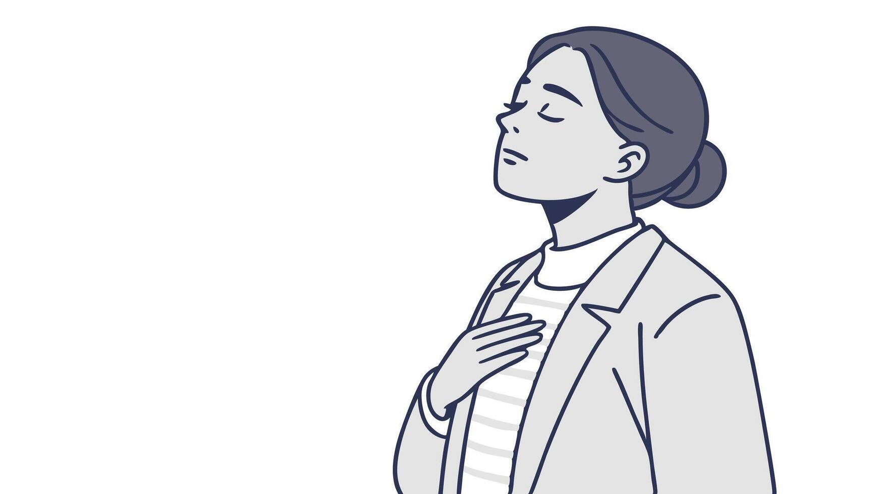 A woman praying with her hands closed vector