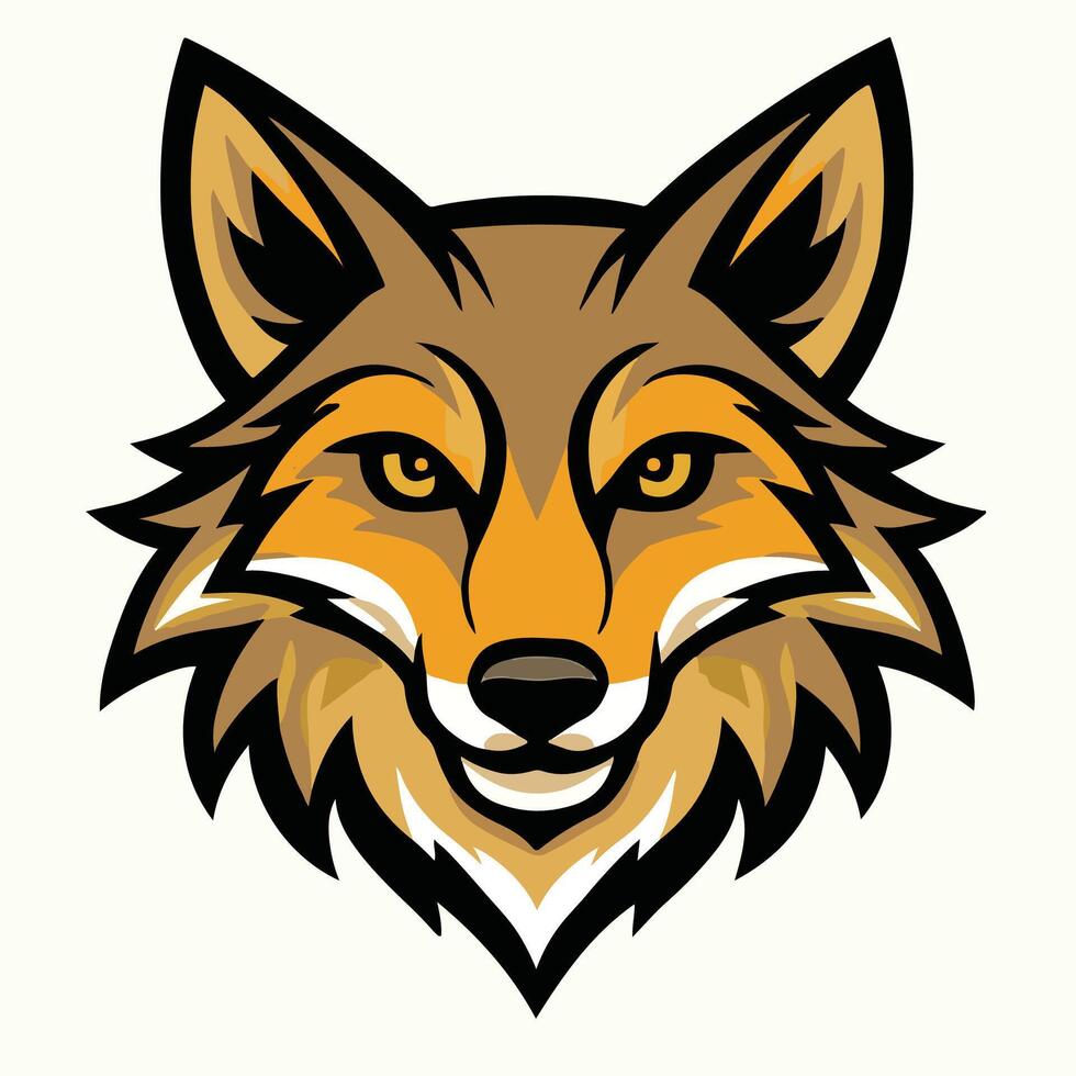 Brown Orange Black White Coyote Head Mascot Logo Illustration vector