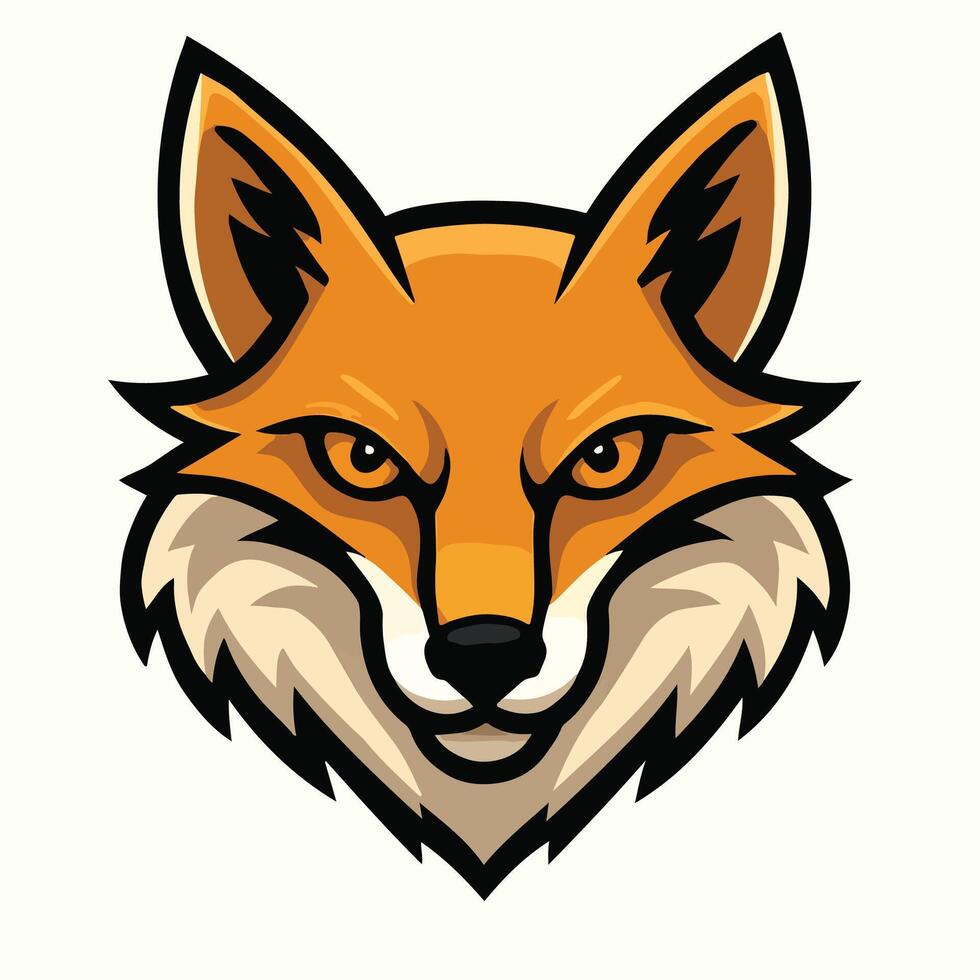 Fierce Orange Fox Head Mascot Logo Cartoon Style Graphic Illustration vector