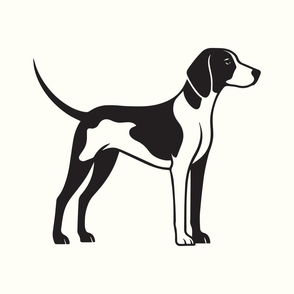 Black and White English Pointer Dog Breed Profile Side View Illustration vector