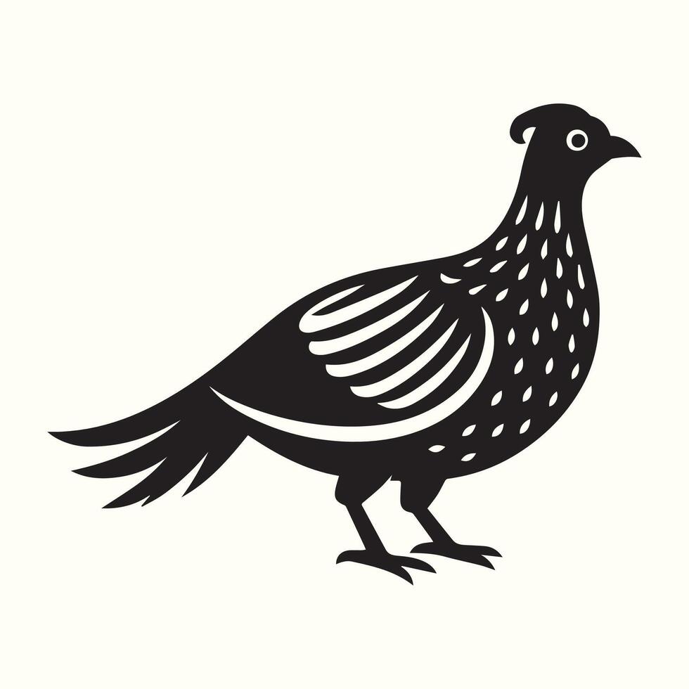 Black and White Stylized Quail Bird Illustration Bird Graphic Design Element vector