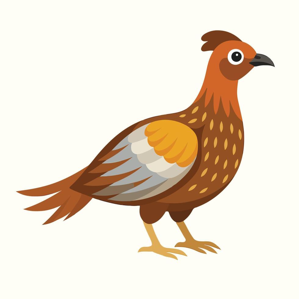 Brown and Orange Bird Illustration Cute Cartoon Style Wildlife Animal Design vector
