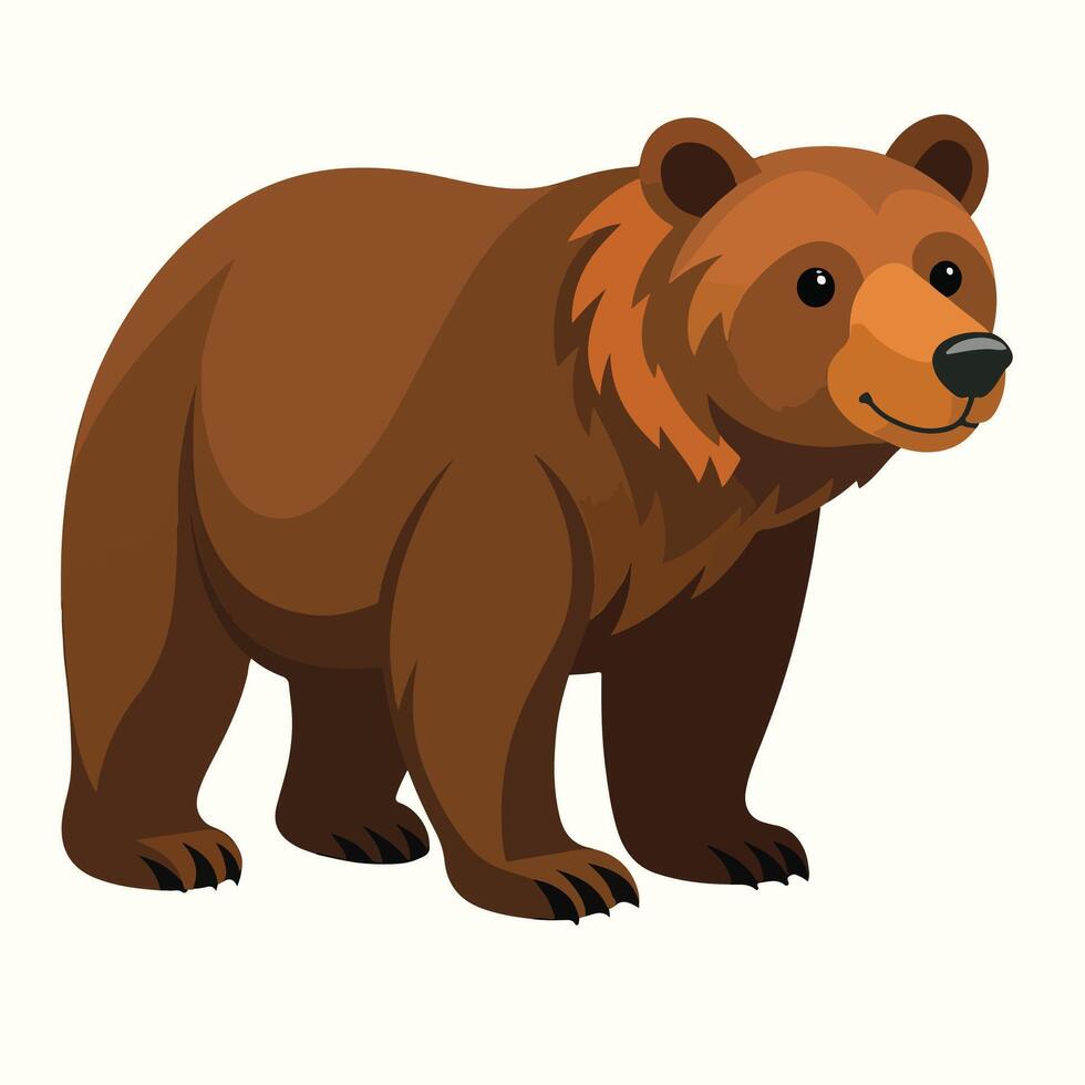 Brown Bear Illustration Cartoon Style Cute Animal Wildlife Nature Graphic Design Element vector