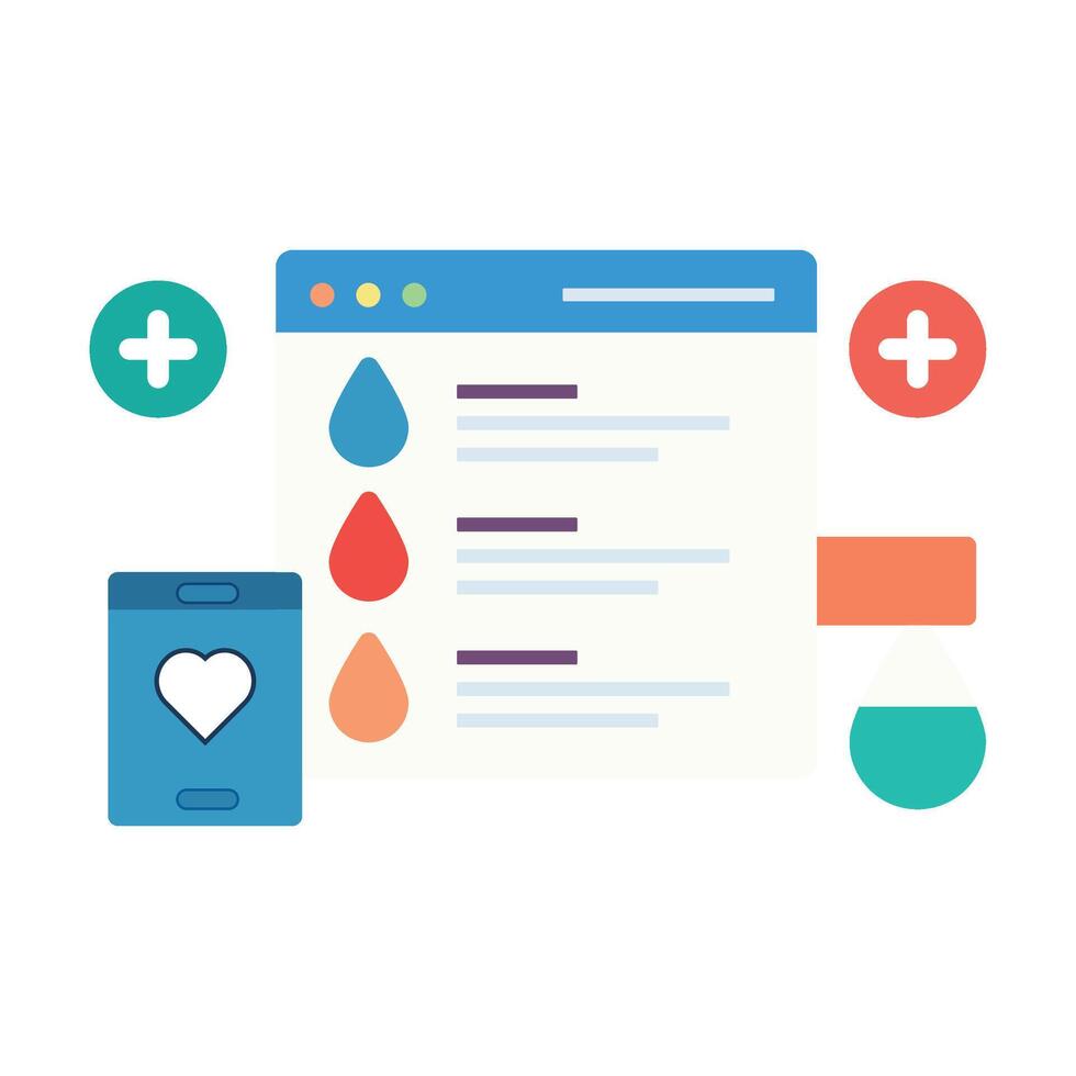 Medical App Interface Blood Test Results Data Mobile Phone vector