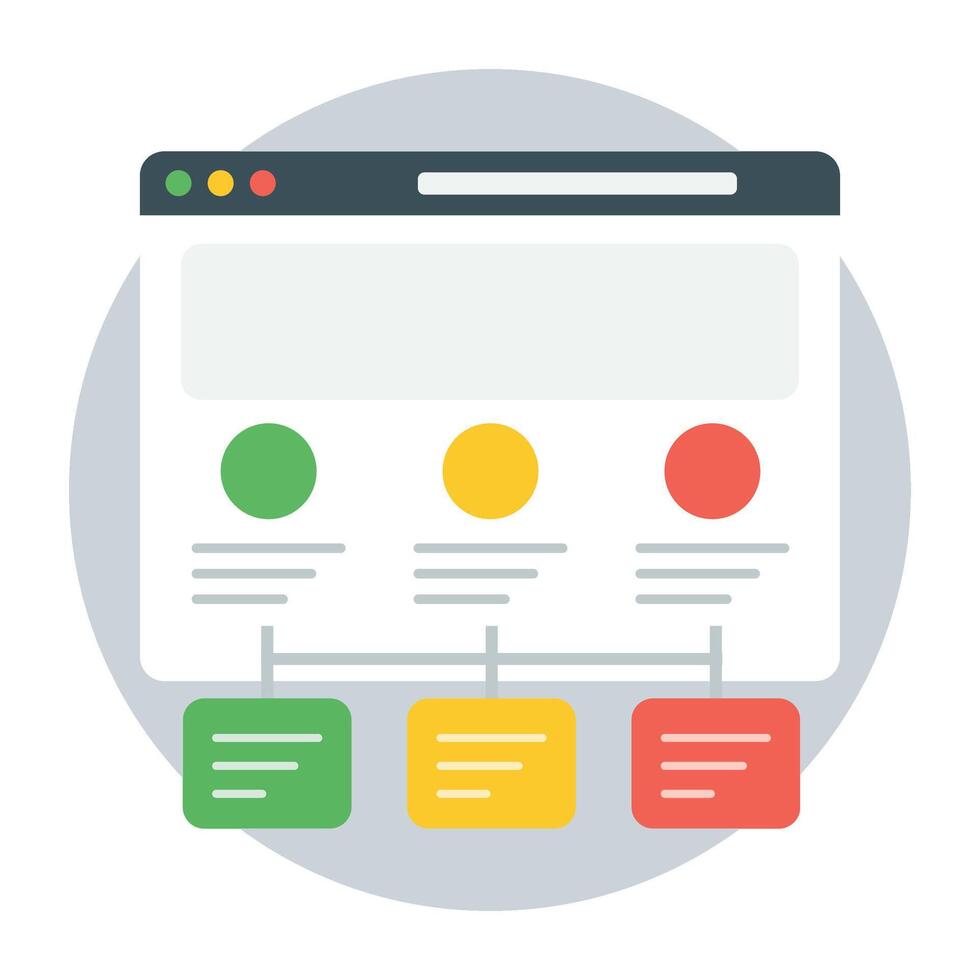 Website Interface Design Green Yellow Red Data Blocks vector