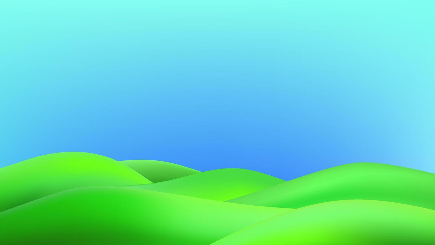 Green hills and blue sky background vector