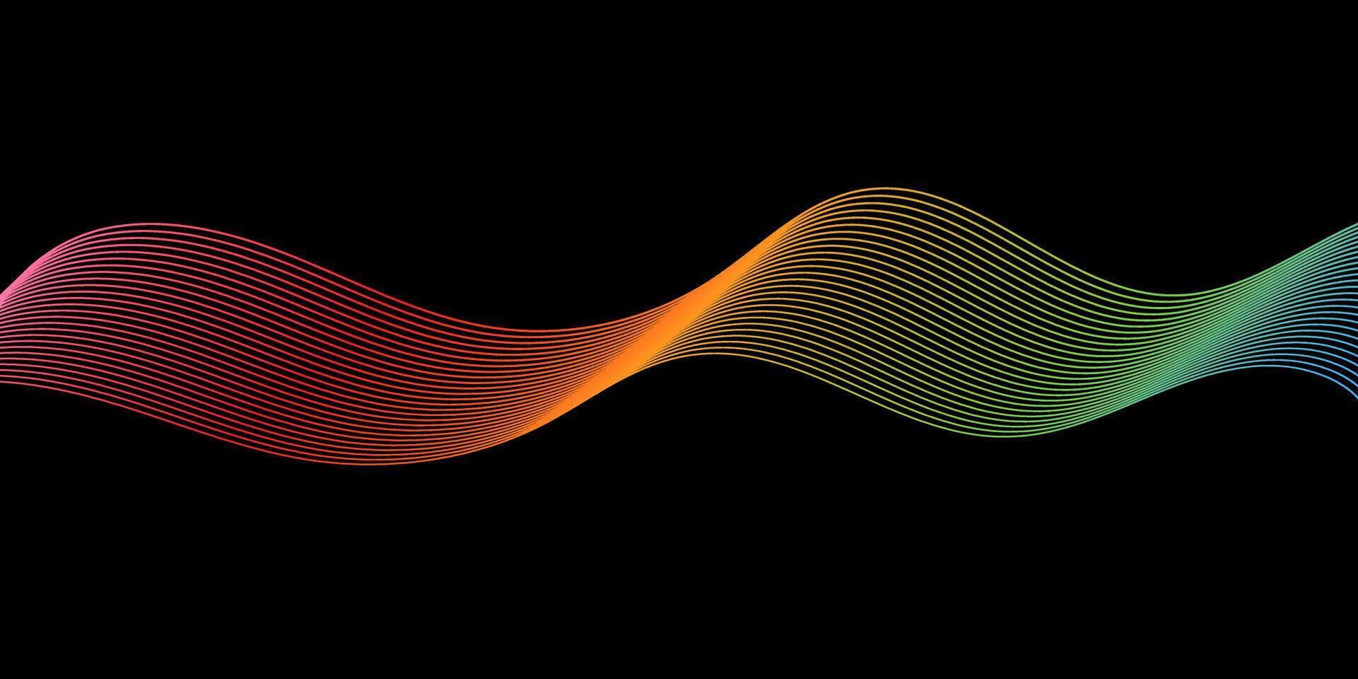 Colorful wave background with black background vector